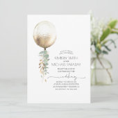 ユーカリプスグリーンリー金ゴールドバルーンエレガントな結婚式 招待状 (スタンド正面)
