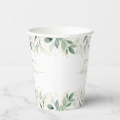 ユーカリプスグリーンリー金ゴールドベビーシャワー 紙コップ (右)