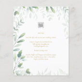ユーカリプスグリーンリー金ゴールド予算結婚式招待状 (裏面)