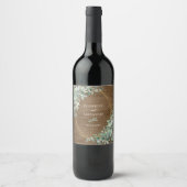 ユーカリプスグリーン素朴金ゴールドウッドズ結婚ズ ワインラベル (正面)