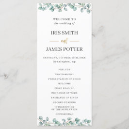 ユーカリプスグリーン葉リー金ゴールド結婚式 プログラム