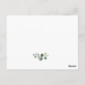 ユーカリプスグリーン赤面バラウェディングRSVPカード ポストカード (裏面)