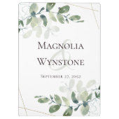 ユーカリプスグリーン金ゴールドグリッター結婚ズモノグラム クリップボード (裏面)