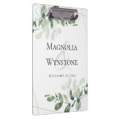 ユーカリプスグリーン金ゴールドグリッター結婚ズモノグラム クリップボード (右)