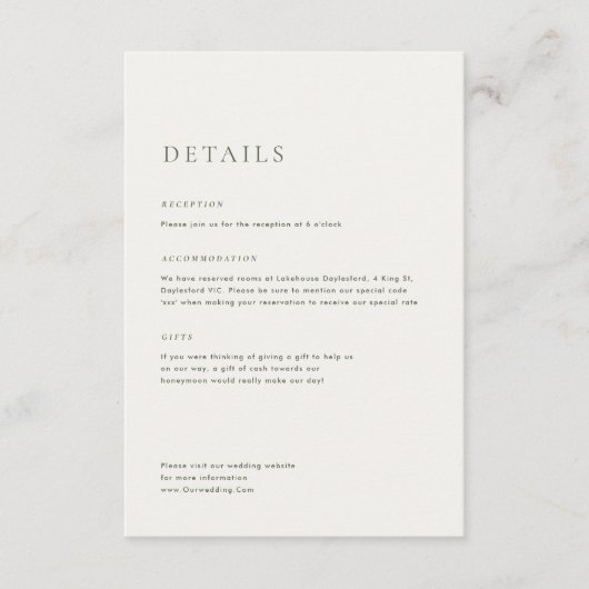 ユーカリプスグリーン&ピンク花模様ズ結婚ズ エンクロージャーカード (正面)