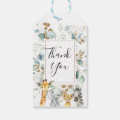 ユーカリプスグレーゴールドサファリベイビーシャワーフェイスタグ ギフトタグ (裏面)