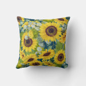 ユーカリプスサンフラワーコラージオンブルー装飾用クッション クッション (裏面)