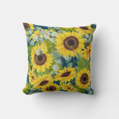 ユーカリプスサンフラワーコラージオンブルー装飾用クッション クッション (正面)