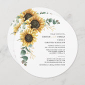 ユーカリプスサンフラワーブランチバブリーブライダルシャワー 招待状 (正面/裏面)
