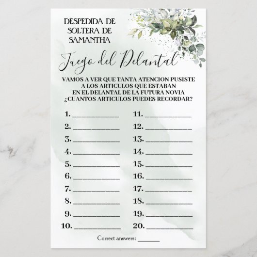 ユーカリプスザエプロンブライダルシャワーバイリンガルゲーム (裏面)