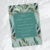 ユーカリプスセージグリーン金ゴールドエレガントウェディング 招待状