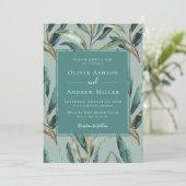 ユーカリプスセージグリーン金ゴールドエレガントウェディング 招待状 (スタンド正面)