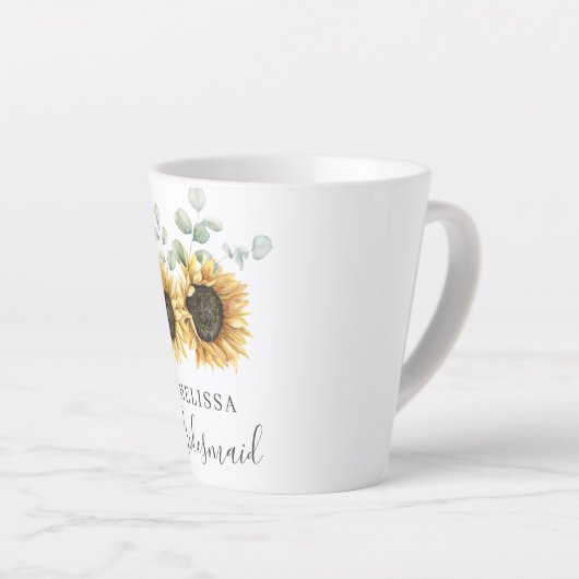 ユーカリプスヒマワリ結婚フローラの花嫁 カフェラテマグ (右アングル)