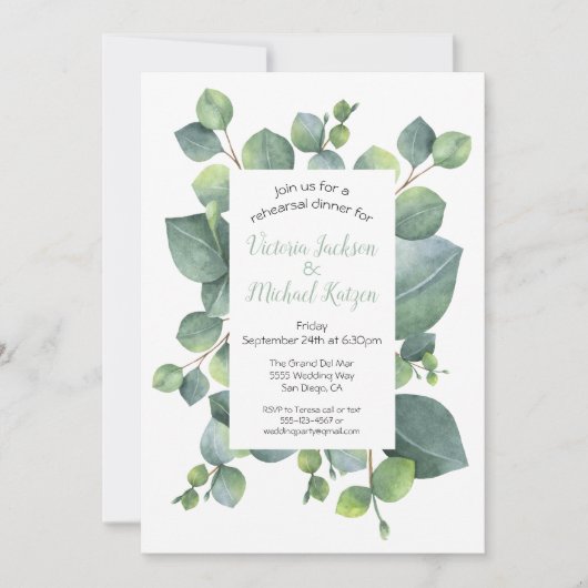 ユーカリプスフレームリハーサルディナー招待状 招待状 (正面)