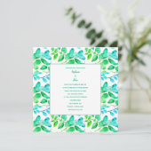 ユーカリプスリーフアートグリーンティール（緑がかった色）ダスティブルー結婚ズ シーズンカード (スタンド正面)