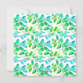 ユーカリプスリーフアートグリーンティール（緑がかった色）ダスティブルー結婚ズ シーズンカード (裏面)
