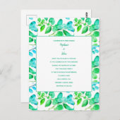ユーカリプスリーフアートグリーンティール(緑がかった色)ダスティブルー結婚ズ ポストカード (正面/裏面)