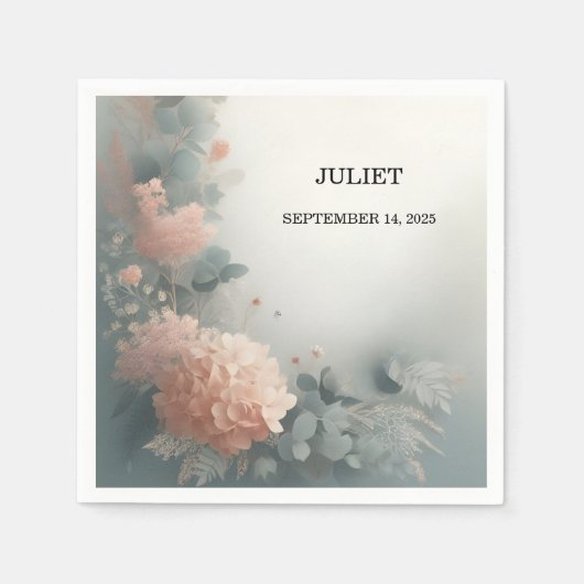 ユーカリプスレーストゥルダスティブルーブライダルシャワー スタンダードカクテルナプキン (正面)