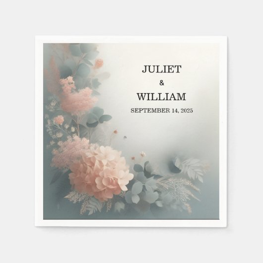 ユーカリプスレーストゥルパステルダスティブルー結婚ズ スタンダードカクテルナプキン (正面)