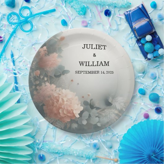 ユーカリプスレーストゥルパステルダスティブルー結婚ズ ペーパープレート (パーティー)