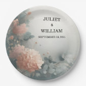 ユーカリプスレーストゥルパステルダスティブルー結婚ズ ペーパープレート (正面)