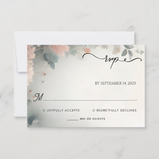 ユーカリプスレーストゥルパステルダスティブルー結婚ズ 出欠カード (正面)