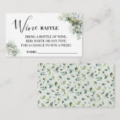 ユーカリプスワインラッフルチケットカードブライダルシャワー プレイスカード (正面/裏面)