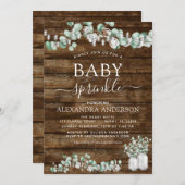 ユーカリプス素朴ウッドベビー散水ライツジャー 招待状 (正面/裏面)