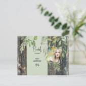 ユーカリプス素朴セージフォトブライダルシャワー インビテーションポストカード (スタンド正面)