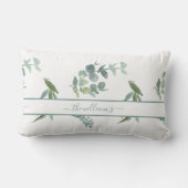 ユーカリプタオリーブ模様ホワイトグリーン ランバークッション (裏面)