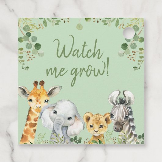 ユーカリプタサファリベイビーシャワー私の成長ラベル フェイバータグ (裏面)