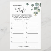 ユーカリプタスどこ彼らはブライダルシャワーゲームカード チラシ (正面)