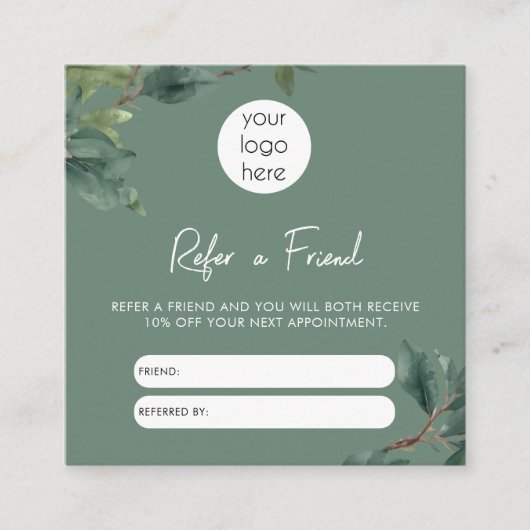 ユーカリプタスのビジネスは友人の紹介カードを参照 スクエア名刺 (正面)