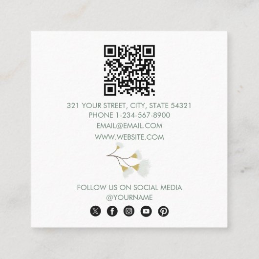 ユーカリプタスのビジネスロゴは友人の紹介を参照 スクエア名刺 (裏面)