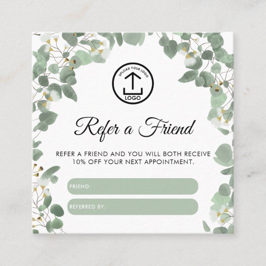 ユーカリプタスのビジネスロゴは友人の紹介を参照 スクエア名刺 (正面)