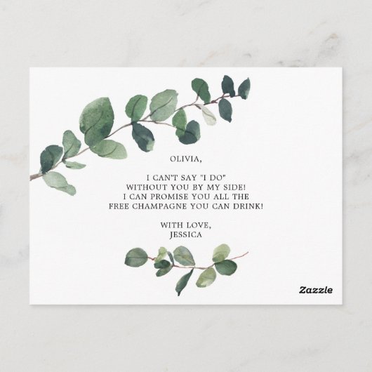 ユーカリプタスのブライドメイド提案カード ポストカード (裏面)