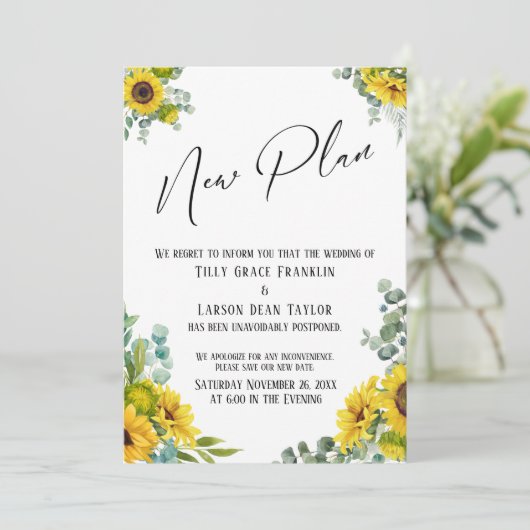 ユーカリプタスひまわり新計画遅延結婚カード 招待状 (スタンド正面)