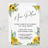 ユーカリプタスひまわり新計画遅延結婚カード 招待状 (正面/裏面)