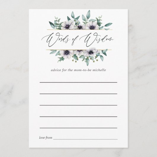 ユーカリプタスアネモネ幾何学ベビーシャワーアドバイス アドバイスカード (正面)