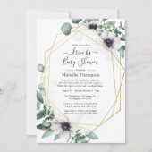 ユーカリプタスアネモネ幾何学的ドライブによるシャワー 招待状 (正面)