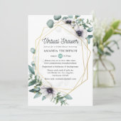 ユーカリプタスアネモネ幾何学的バーチャルブライダルシャワー 招待状 (スタンド正面)