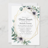 ユーカリプタスアネモネ幾何学的仮想ベビーシャワー 招待状 (正面)