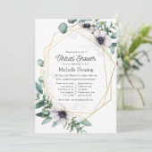 ユーカリプタスアネモネ幾何学的仮想ベビーシャワー 招待状 (スタンド正面)