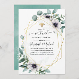 ユーカリプタスアネモネ幾何学結婚バーチャル 招待状