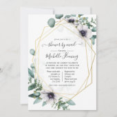 ユーカリプタスアネモネ幾何学赤ちゃんシャワーbyメール 招待状 (正面)