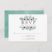 ユーカリプタスアネモネ幾何結婚物の 出欠カード (正面/裏面)