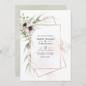 ユーカリプタスアネモネ幾何結婚物の 招待状 (正面/裏面)