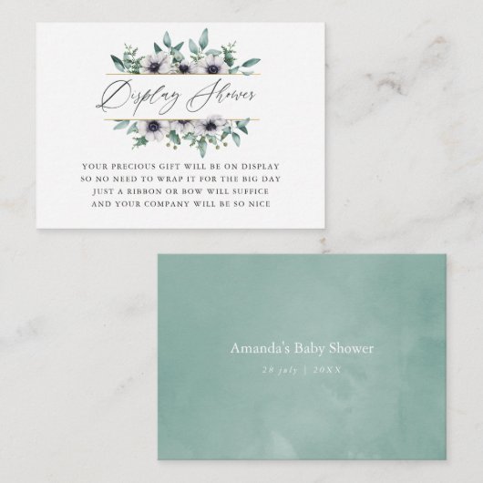 ユーカリプタスアネモネ赤ちゃんシャワー表示シャワー エンクロージャーカード (正面/裏面)