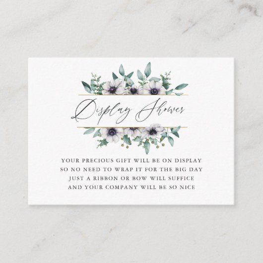 ユーカリプタスアネモネ赤ちゃんシャワー表示シャワー エンクロージャーカード (正面)