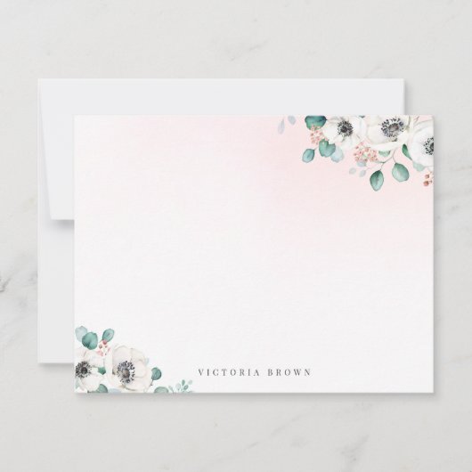 ユーカリプタスアネモンフローラパーソナライズされた文具 ノートカード (正面)